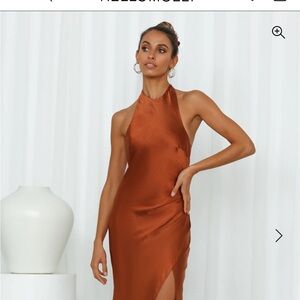 Elegant Brown Halter Dress